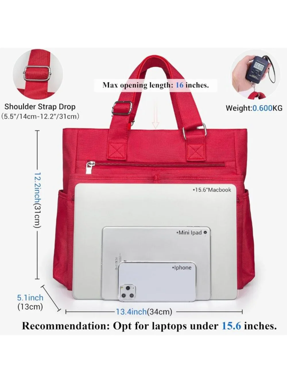 Waterproof Canvas Tote Bag | Multi-Pocket Shoulder Bag for Work & Travel